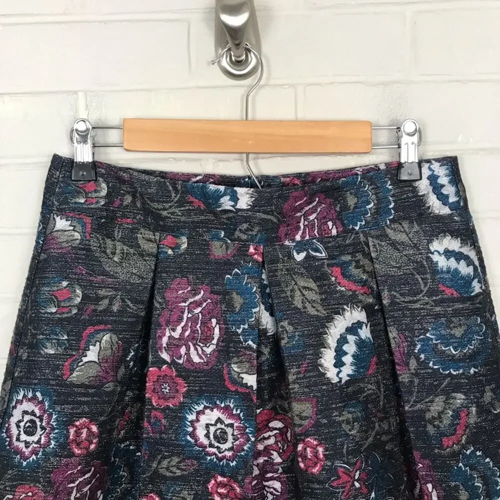 LOFT Outlet Pleated Textured Floral High Waisted Skirt Size 4